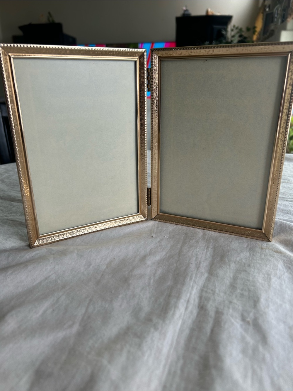 Elegant Gold Double Picture Frame - vintage Home Accents 2/5X7 picture.